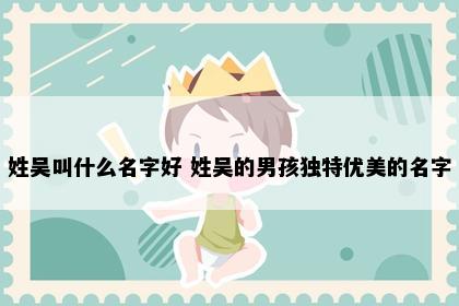 姓吴叫什么名字好 姓吴的男孩独特优美的名字