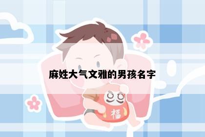 麻姓大气文雅的男孩名字